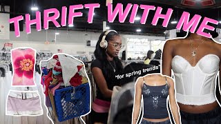 THRIFT WITH ME ♡ How to thrift your dream spring wardrobe try on haul vlog and thrifting tips [upl. by Mossberg]