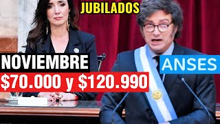 BONO OFICIALIZADO 120990 y 70000➕Doble Bono en Noviembre para Jubilados y Pensionados de ANSES [upl. by Pradeep994]