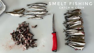 Smelt Fishing in Thunder Bay  Catch Clean Cook  smelting [upl. by Ayanej]