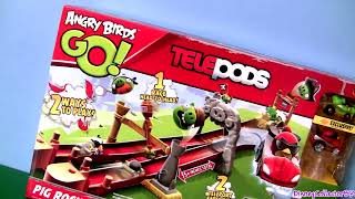 Angry Birds Go Pig Rock Raceway Cars Playset by TELEPODS Launcher toy review [upl. by Fanny327]