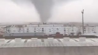 Chaos in Spain A huge tornado destroys buildings and boats in Isla Cristina Huelva [upl. by Doris]