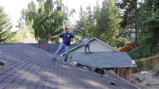 Energetic roofer cant help but samba to Latino music [upl. by Anovad374]