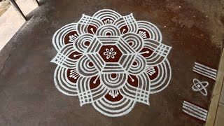 Easy padi kolam Chithirai madham special 53 easy pandaga muggulu Easy Beautiful rangoli [upl. by Lyckman]