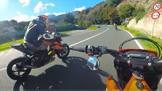 KTM 690 SMC  R vs KTM 1290 SUPERDUKE R [upl. by Initirb]