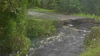 Road washes out in Geneva also cuts access to water for community [upl. by Arianna]