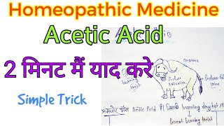 Acetic Acid Homeopathic Medicine  होम्योपैथिक मेडिसिन  Learn by easy TrickMnemonic [upl. by Analat]