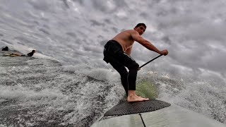 Surfing Lake Michigan Tiger Skies amp Sunsets With My Only Shot At First Impressions On A New SUP [upl. by Ingham]