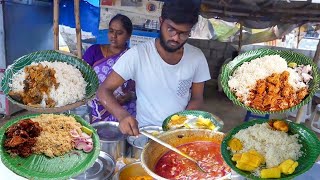 Cheapest RoadSide Unlimited Meals Indian Street Food Meals Vegmeals NonVegMeals wourld cheapest [upl. by Atiuqcaj]