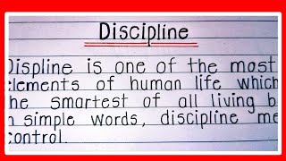 Discipline essay  paragraph on discipline in English  beautiful handwriting [upl. by Elyagiba]