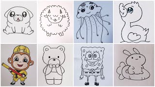 Cute Animal Drawings for Kids  Colorful Animal Drawing Ideas for Kids [upl. by Ocirnor]