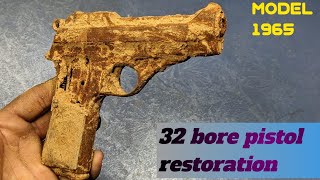 Old 32 bore pistol restorationbefore and after gun restorationRusty RestoreGun restoration [upl. by Ahsikyw]