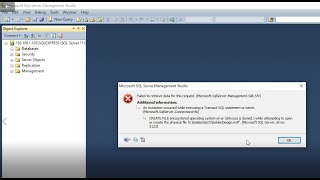 Failed to retrieve data for this request MicrosoftSqlServerManagحل مشكلة فتح قاعدة بيانات [upl. by Eiramllij]