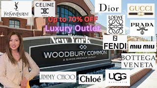 Discount Luxury Shopping at Woodbury Common Outlets Dior Gucci Prada Celine Fendi Bottega YSL [upl. by Alocin938]