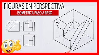 ⚡ Perspectiva ISOMETRICA a partir de las VISTAS ⚙️ Figuras en isométrico 01 [upl. by Nahshu]