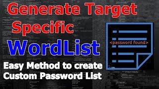 How to generate target based Wordlists  Password List in Kali Linux 20183 [upl. by Rhyne]