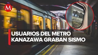 Pasajeros del metro captaron el momento del sismo en Japón [upl. by Horick]