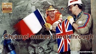 Chunnel makes breakthrough December 01 1990 This Day in History [upl. by Jarvey]