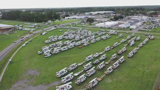 Hundreds of bucket trucks roll into Lake City ahead of Tropical Storm Debby [upl. by Ayekin]