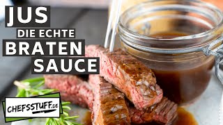 Rinderjus  die dunkle leckere Bratensoße selber kochen  perfekt zum Steak  Grundsoße  JUS [upl. by Rodavlas]