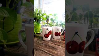 EASY Ceramic mug painting Cherry 🍒 Painting 💡 shorts [upl. by Boulanger]