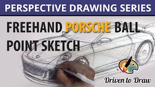 FREEHANDSKETCHINGPORSCHEBALLPOINTINPERSPECTIVE [upl. by Elbertina313]