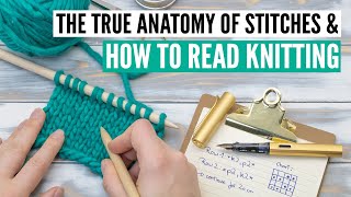 How to really read knitting and the true anatomy of knitting stitches 10 examples [upl. by Wyn388]