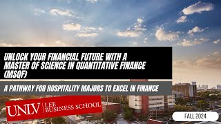 Quantitative Finance MSQF  A Finance Pathway for Hospitality Majors [upl. by Ivonne]