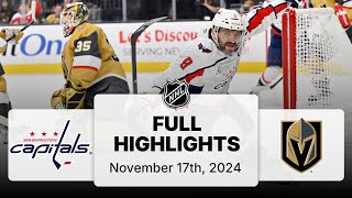 NHL Highlights  Capitals vs Golden Knights  November 17 2024 [upl. by Eatnad]