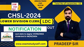 APSSB CHSL Notification 2024 arunachalpradesh  by Pradeep Sir [upl. by Riana449]