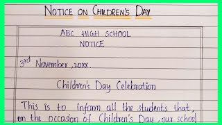 Notice on Childrens Day in English  EssentialEssayWriting  Notice Writing in English [upl. by Atela431]