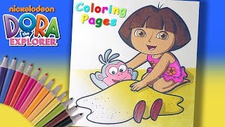 LearnColors and LearnColoring with Dora the Explorer Dora and Boots play on the beach Coloring [upl. by Hcirteid]