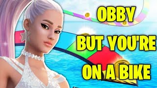 Ariana Grande Fortnite Obby But Youre On a Bike World 2 [upl. by Nanahs]