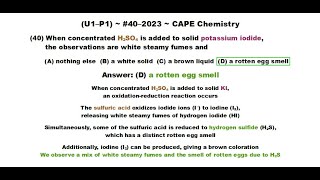 Fumes amp Odour Potassium Iodide amp Sulfuric Acid Reaction  202340U1P1 CAPE Chemistry [upl. by Ecnedurp644]