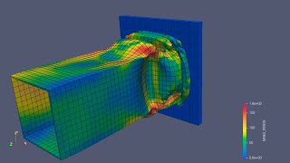 Crash tube by HAKAI  Open Source FEM solver Dynamic explicit fracture analysis [upl. by Adnawaj]