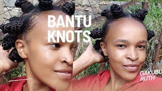 HOW TO BANTU KNOTS TUTORIAL  BANTU KNOTS HAIR STYLE ON BRAIDED HAIR [upl. by Notsuj]