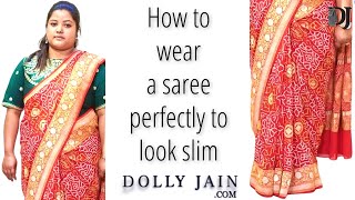 How to wear saree perfectly to look slim  Dolly Jain saree draping [upl. by Evangelina]