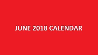 June 2018 Calendar Printable Holidays PDF [upl. by Rist]