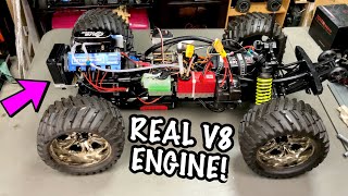 V8 ENGINE RC CAR BUILD PART 2  4WD MONSTER TRUCK WITH 3 SPEED TRANSMISSION [upl. by Nosnorb980]