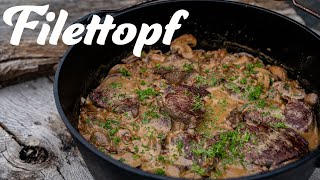 Filettopf aus dem Dutch Oven  Rinderfilet mit Champignons und Zwiebeln [upl. by Eiramit]