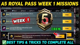 A5 WEEK 1 MISSION 🔥 PUBG WEEK 1 MISSION EXPLAINED 🔥 A5 ROYAL PASS WEEK 1 MISSION 🔥 C6S16 RP MISSIONS [upl. by Lyndsie]