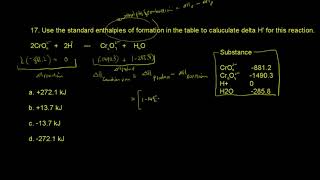 ACS Exam General Chemistry Energetics 17 Use the standard enthalpies of formation in the table to [upl. by Nick77]