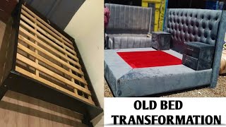 HOW TO DIY A TUFTED HEADBOARD  Old bed transformation [upl. by Navac799]