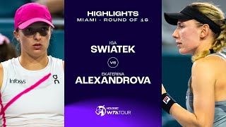 Iga Swiatek vs Ekaterina Alexandrova  2024 Miami Round of 16  WTA Match Highlights [upl. by Ojillib200]