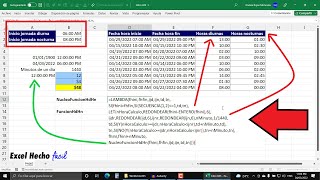 Calcular HORAS DIURNAS y NOCTURNAS Correctamente sin Errores en Excel Con Días Diferentes [upl. by Fitts]