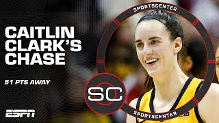 CAITLIN CLARKS CHASE 📈 Iowa phenom 51 POINTS AWAY from Pistol Petes ALLTIME RECORD  SportsCenter [upl. by Schaffel]