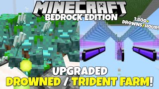 Minecraft Bedrock Upgraded DROWNED amp TRIDENT Farm 1800 DrownsHour Tutorial MCPE Xbox PC Switch [upl. by Doran]