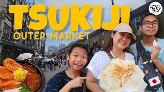 AMAZING EATS at Tsukiji Fish Market 🇯🇵 Tokyo Travel Vlog thetykofam [upl. by Ennaisoj]