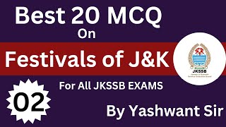 Best 20 MCQ on Festivals of JampK Jampk Culture  By Yashwant Sir [upl. by Fowkes]