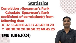 Correlation Spearmans Rank Example3 Calculate Spearmans Rank coefficient of correlationr [upl. by Ainerbas]