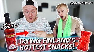 Trying Finlands HOTTEST snacks feat Roni Back  Taste Test Tuesday [upl. by Oconnor37]